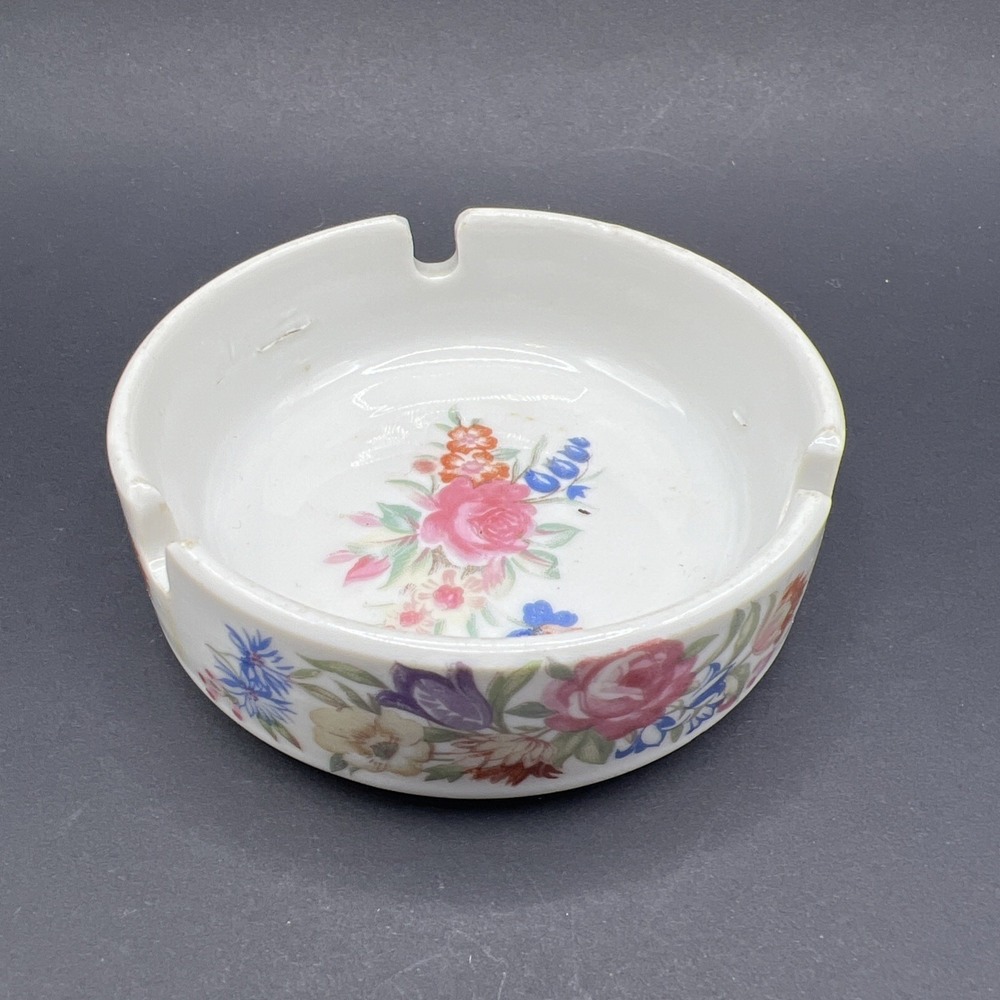 Vintage Royal Carlton Porcelain Ashtray‎ MCM Floral Japan